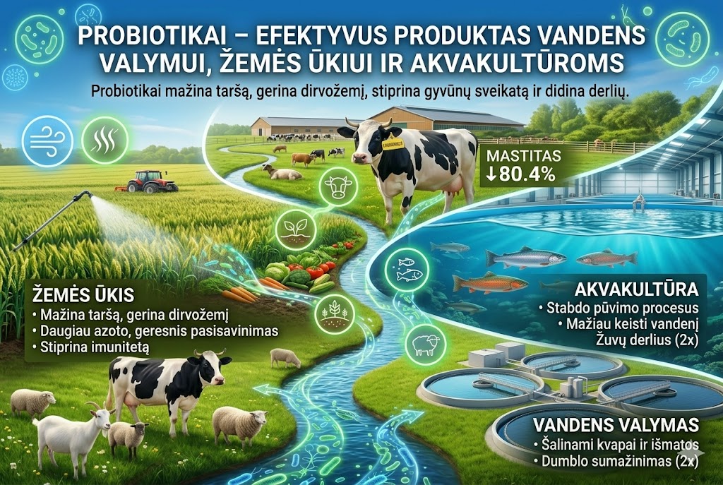 Probiotikai – efektyvus sprendimas vandens valymui, žemės ūkiui ir akvakultūrai